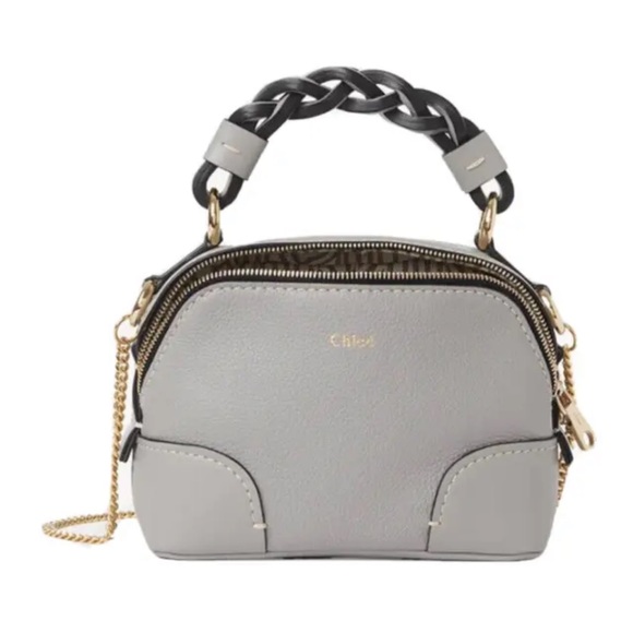 CHLOE Mini Daria Leather Chain Crossbody Shoulder Bag Stromy Gray NWT - Picture 10 of 16